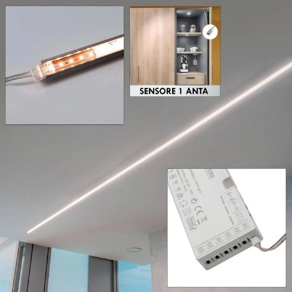 Trade Shop - Kit 3 Pz Barra Led 36 W Profilo Alimentatore 12v Luce 4000k Interruttore Sensore -