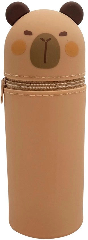 Etui a doppia funzione in silicone, etui in silicone morbido, etui con cerniera, etui in piedi, etui cartoon, grande tasca per matite