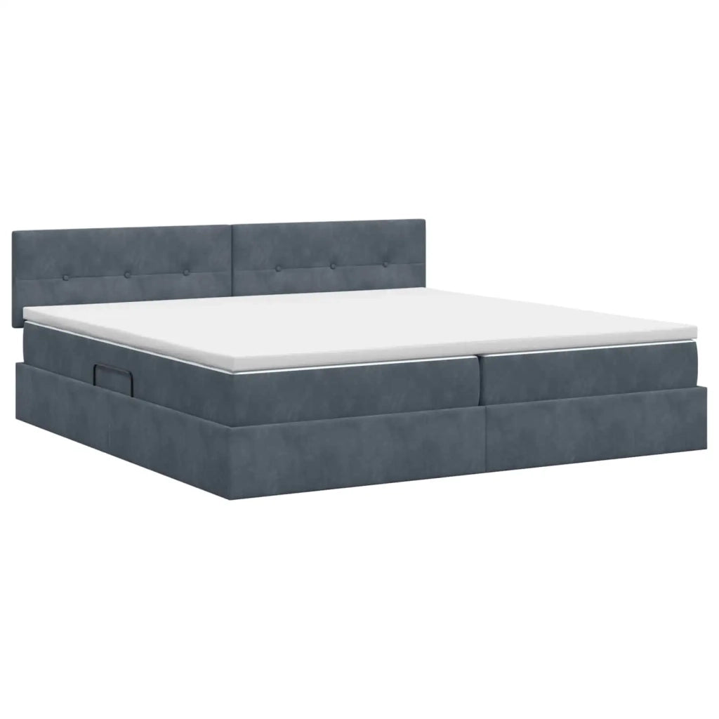 Letto con Contenitore Grigio Scuro 200 x 200 cm Velluto 3458830