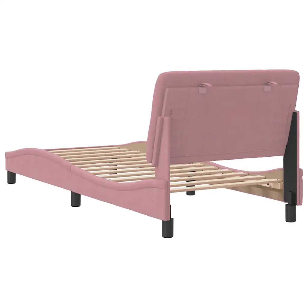 Giroletto senza Materasso-Struttura Letto Rosa 90x190 cm in Velluto