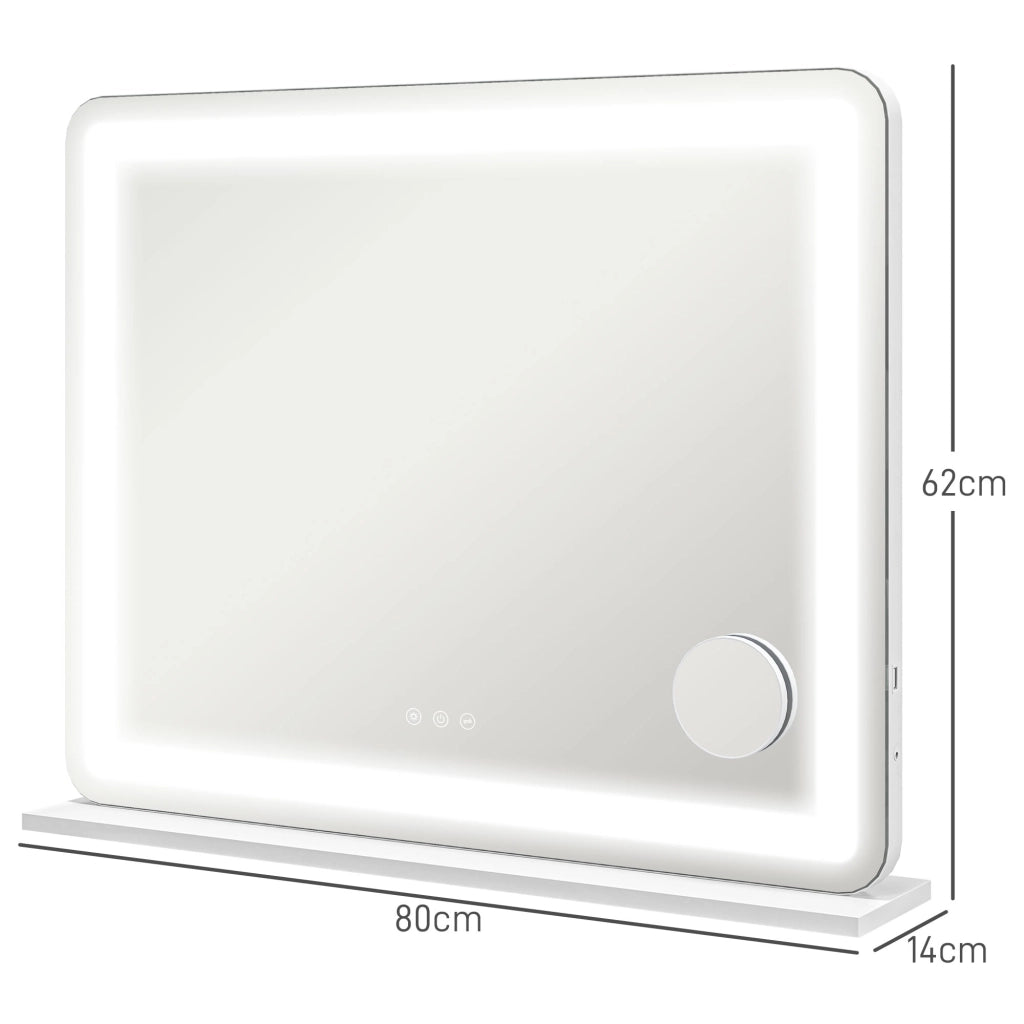 Specchio LED con ingrandimento 10X ¨C Zephmum ¨C Bianco 80x62 cm
