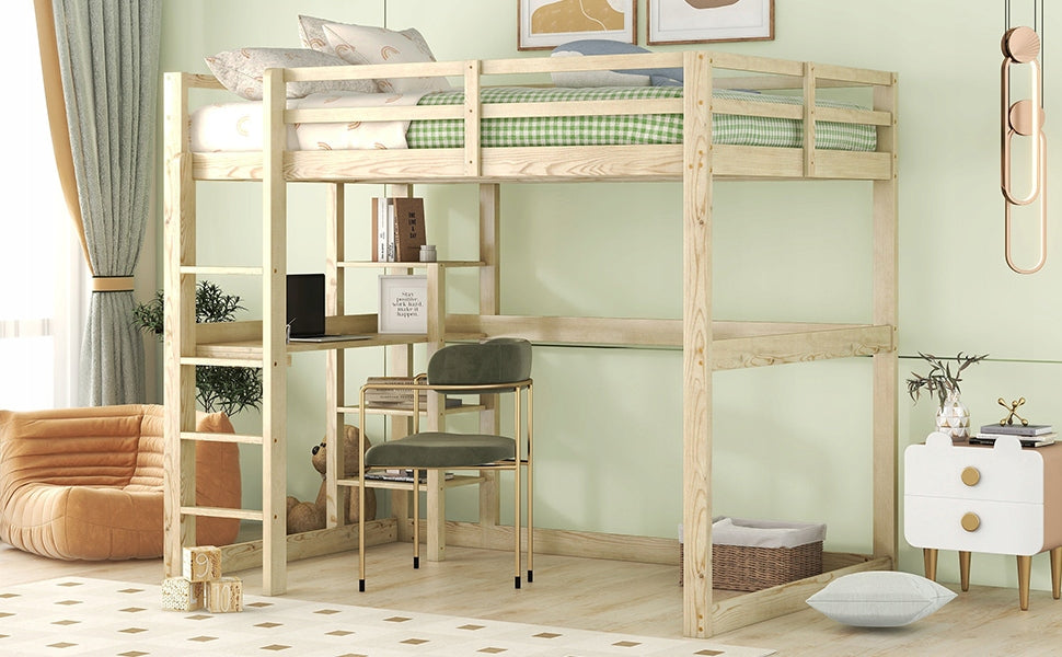 Letto a castello in legno con scrivania - Xylo - 140x200 cm