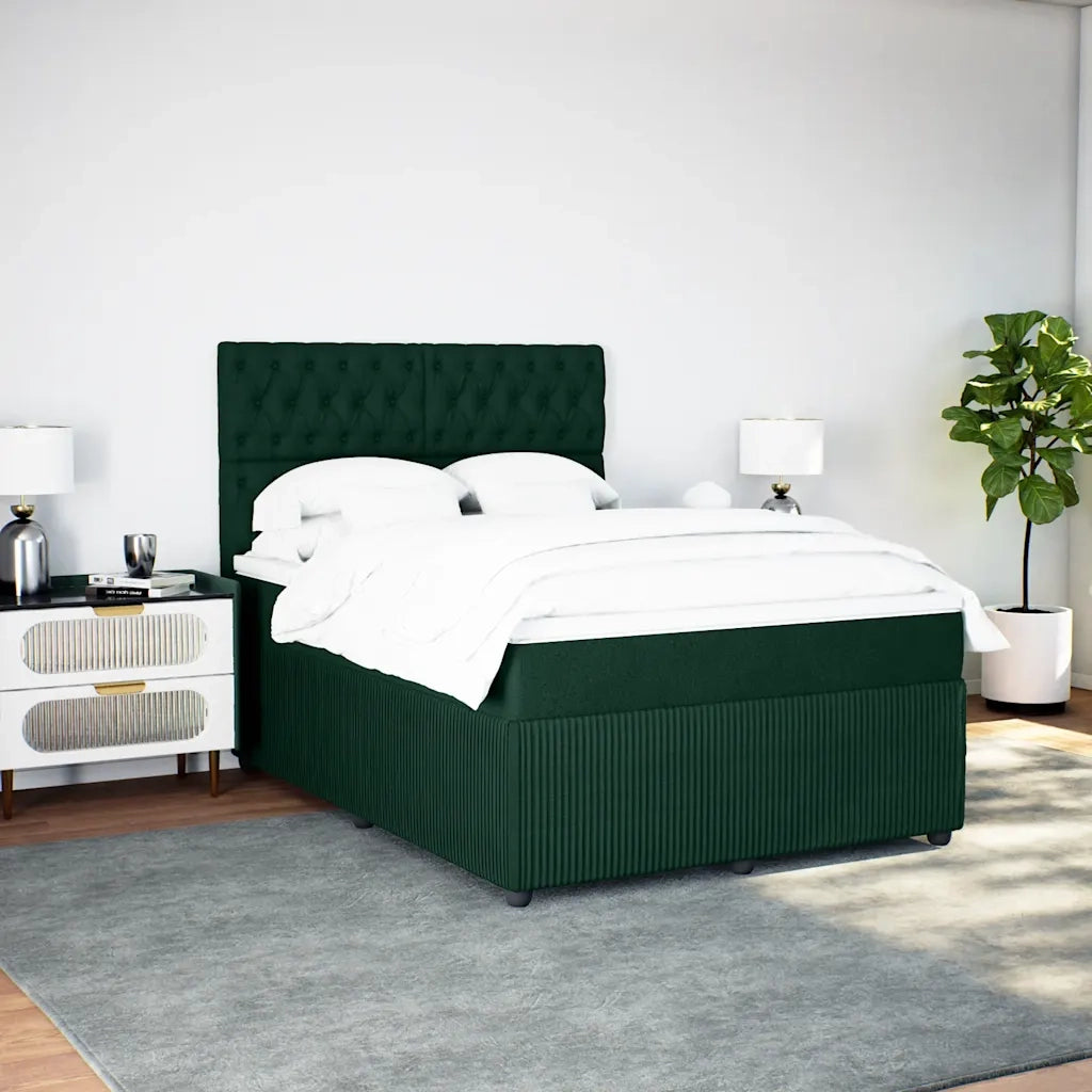 Giroletto a Molle con Materasso Verde Scuro 160x200 cm Velluto