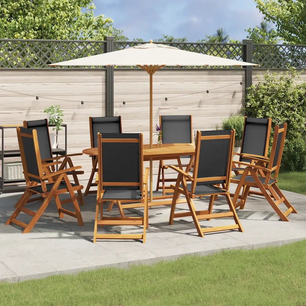 Set Pranzo da Giardino 9pz Legno Massello di Acacia e Textilene 3279257