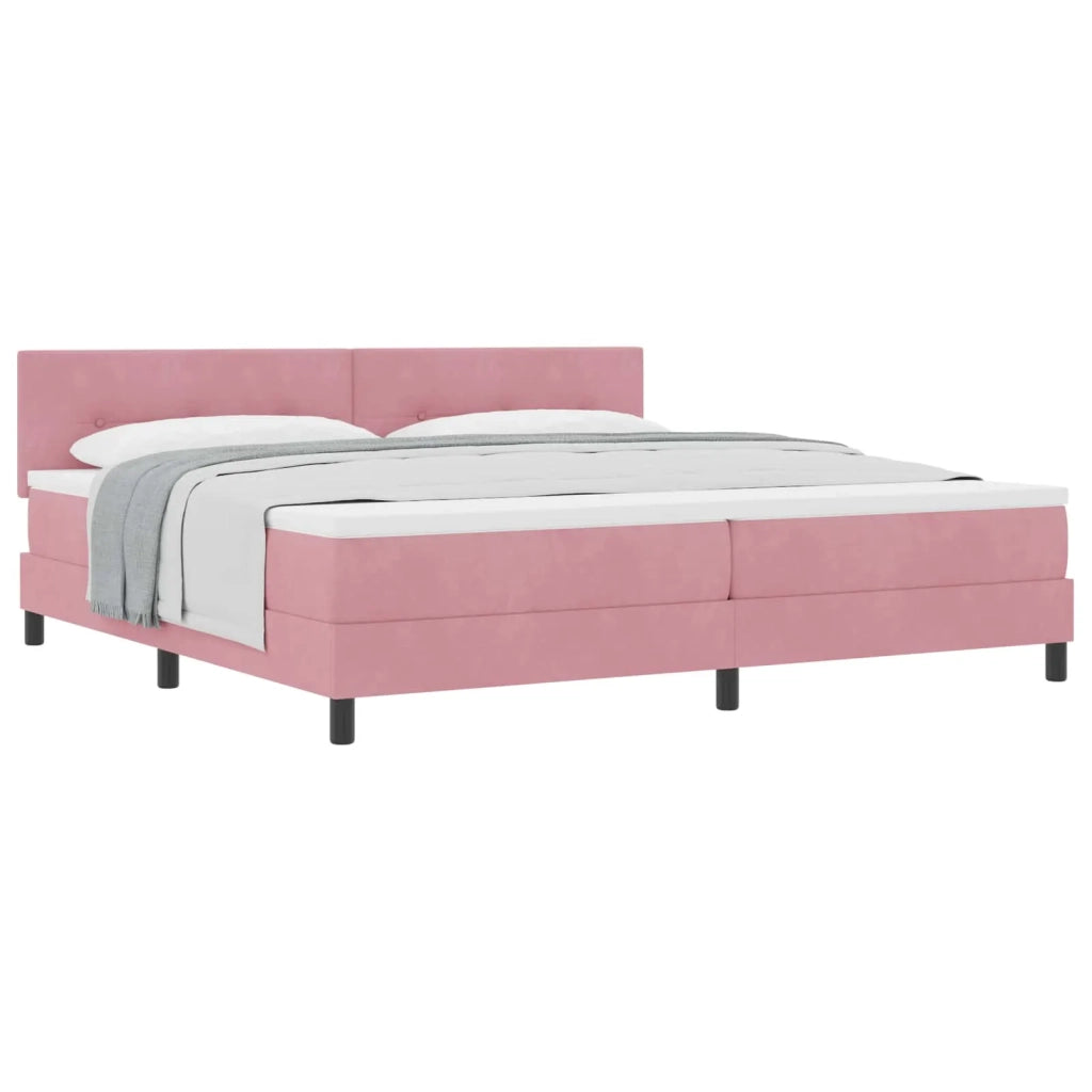 Letto a molle con materasso Rosa 200 x 200 cm Velluto 3339199
