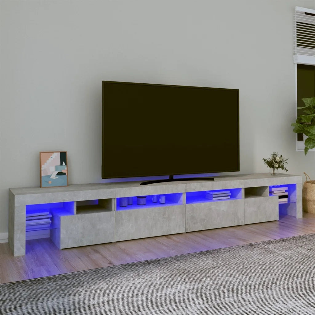 Mobile TV | Armadietto TV | Mobile Porta TV con Luci LED Grigio Cemento 260x36,5x40 cm