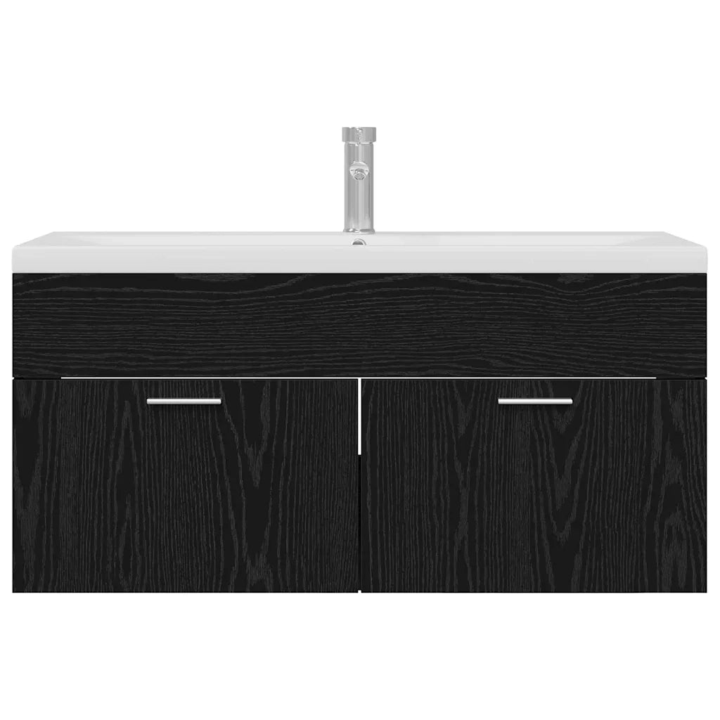 Mobile da Bagno con porta Rovere Nero 100 x 38,5 x 46 cm
