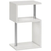 Tavolino con Luce LED a 3 Livelli con Ripiani e Struttura in Alluminio per Soggiorno Camera da Letto 44x38x75 cm Bianco
