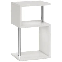 Tavolino con Luce LED a 3 Livelli con Ripiani e Struttura in Alluminio per Soggiorno Camera da Letto 44x38x75 cm Bianco