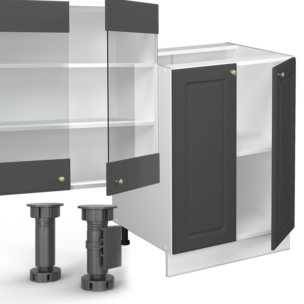 Cucina componibile Fame-Line Antracite-oro/Bianco 300 cm con armadio alto, PL Rovere Vicco