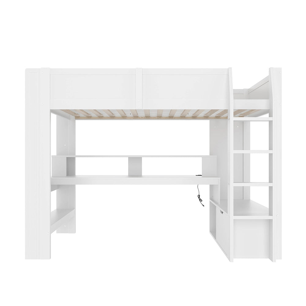 Letto gaming - Xylo - 90x200 cm LED scrivania bianco