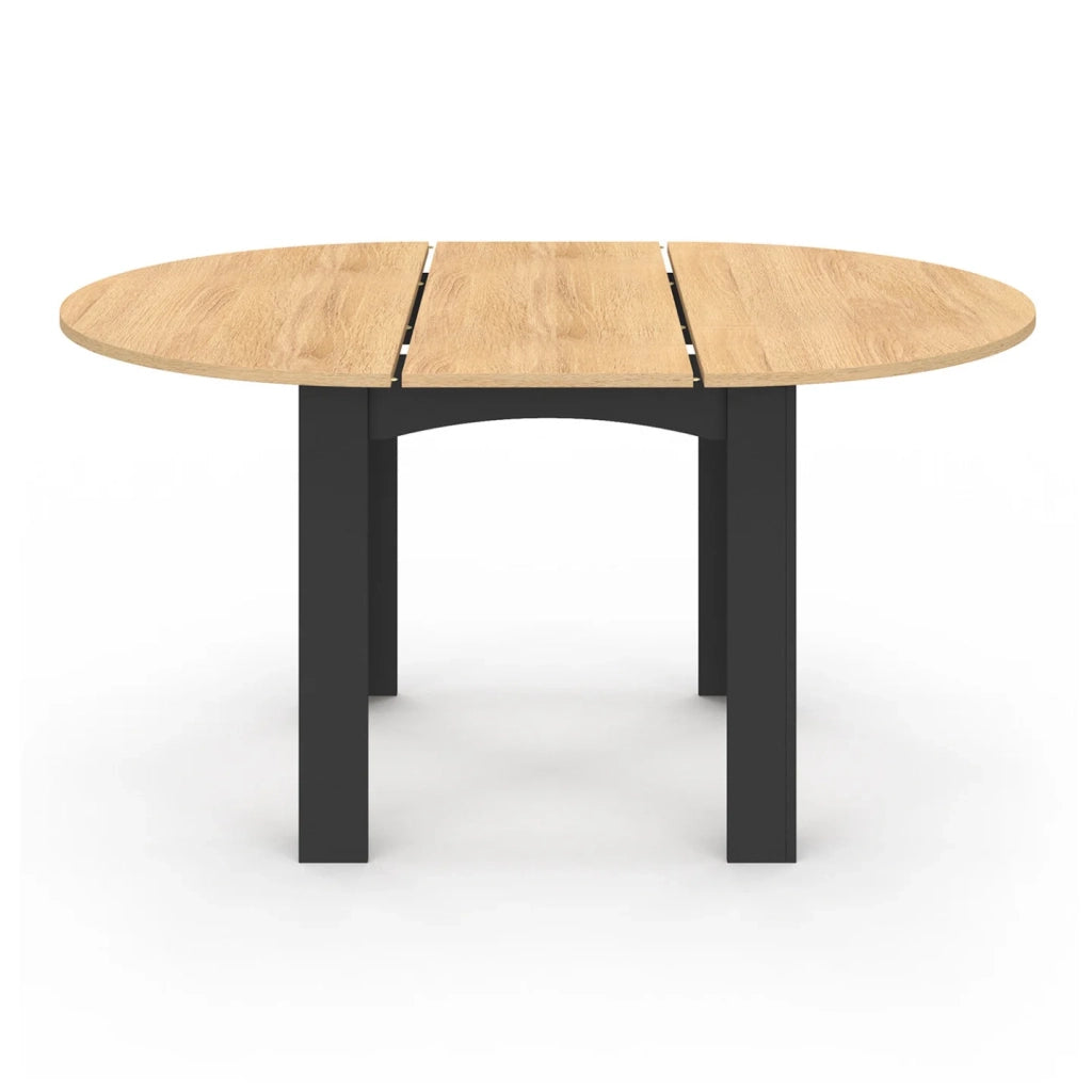 IDMarket - DONA tavolo da pranzo rotondo allungabile 4-8 persone piano effetto faggio nero 120-160 cm