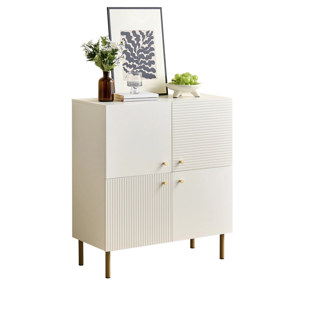 Credenza bianca in MDF con gambe in acciaio 80x36x90 cm