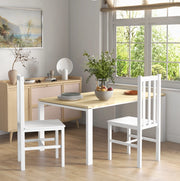 Set di 2 sedie da pranzo 47.5x38.5x99 cm con schienale a listelli in legno bianco