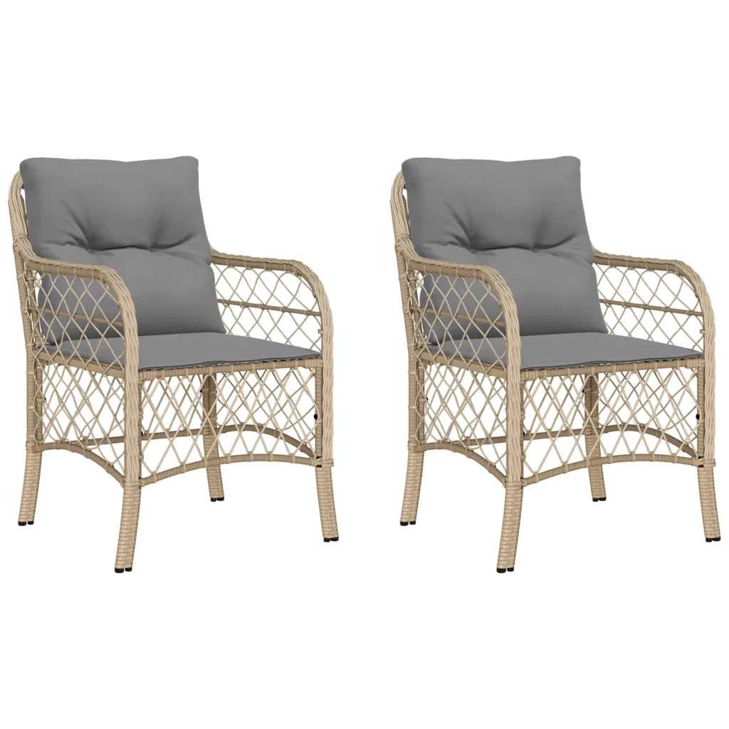Sedie da Giardino con Cuscini 2 pz | Sedie da Esterno Beige Misto in Polyrattan