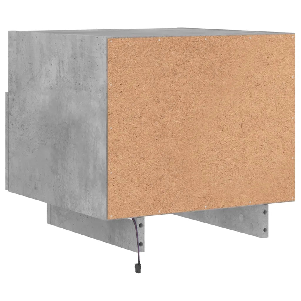 Set di 2 Comodini | Armadio da Notte | Mobiletto da notte con Luci LED Grigio Cemento 40x39x37 cm