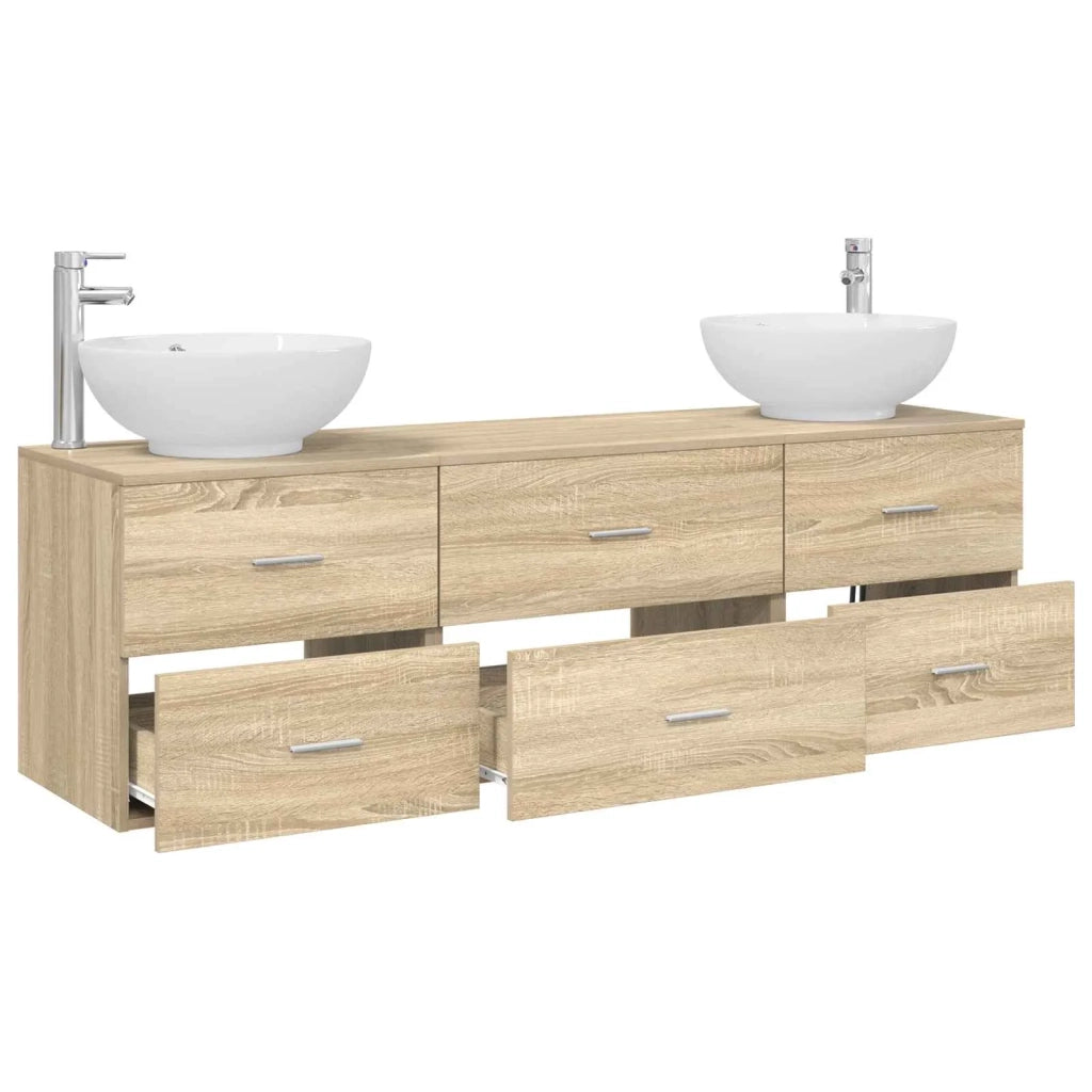 Set di mobili per il bagno 3 pz Rovere Sonoma 3405893