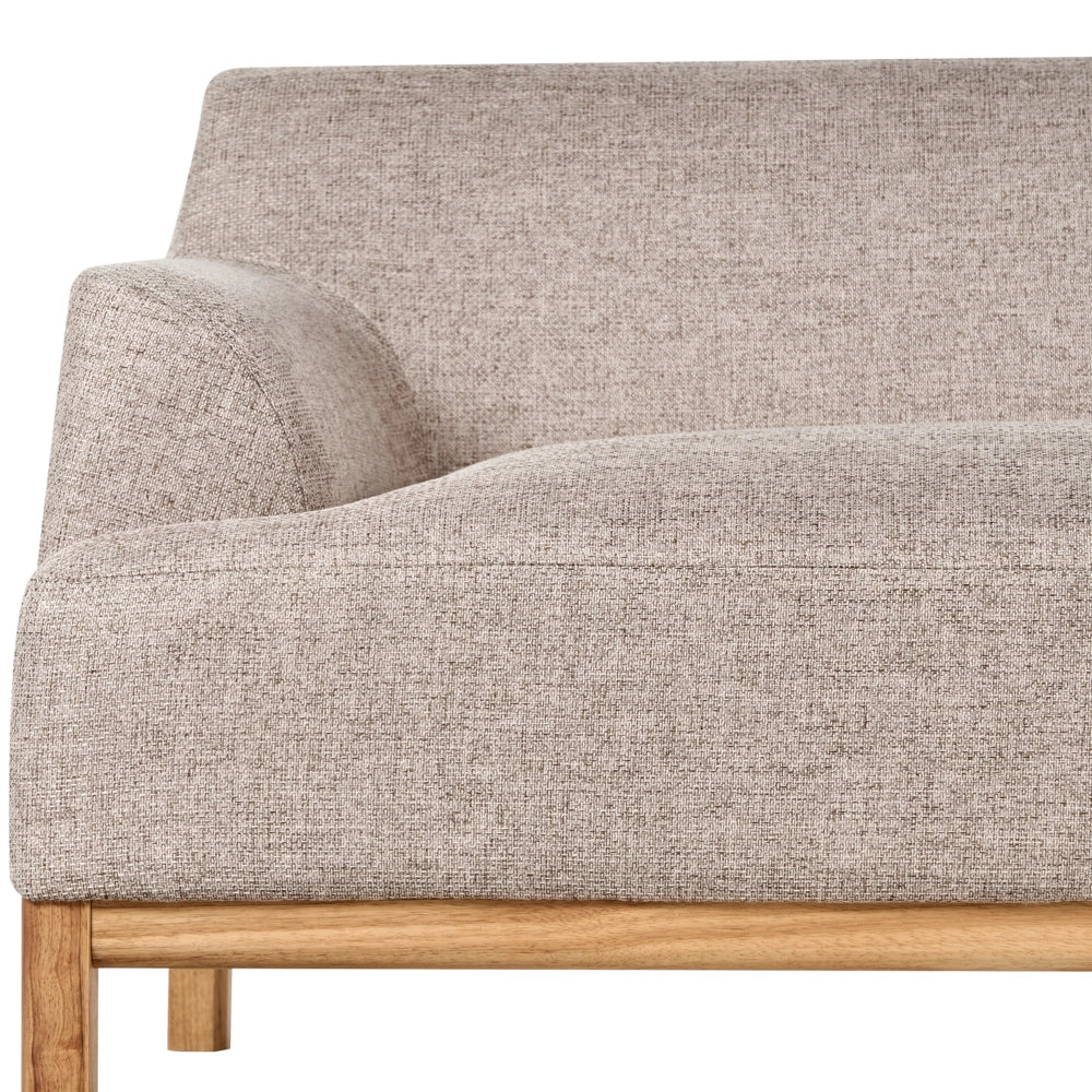Divano a 3 posti in tessuto poliestere marrone chiaro Gambe in legno Soggiorno elegante