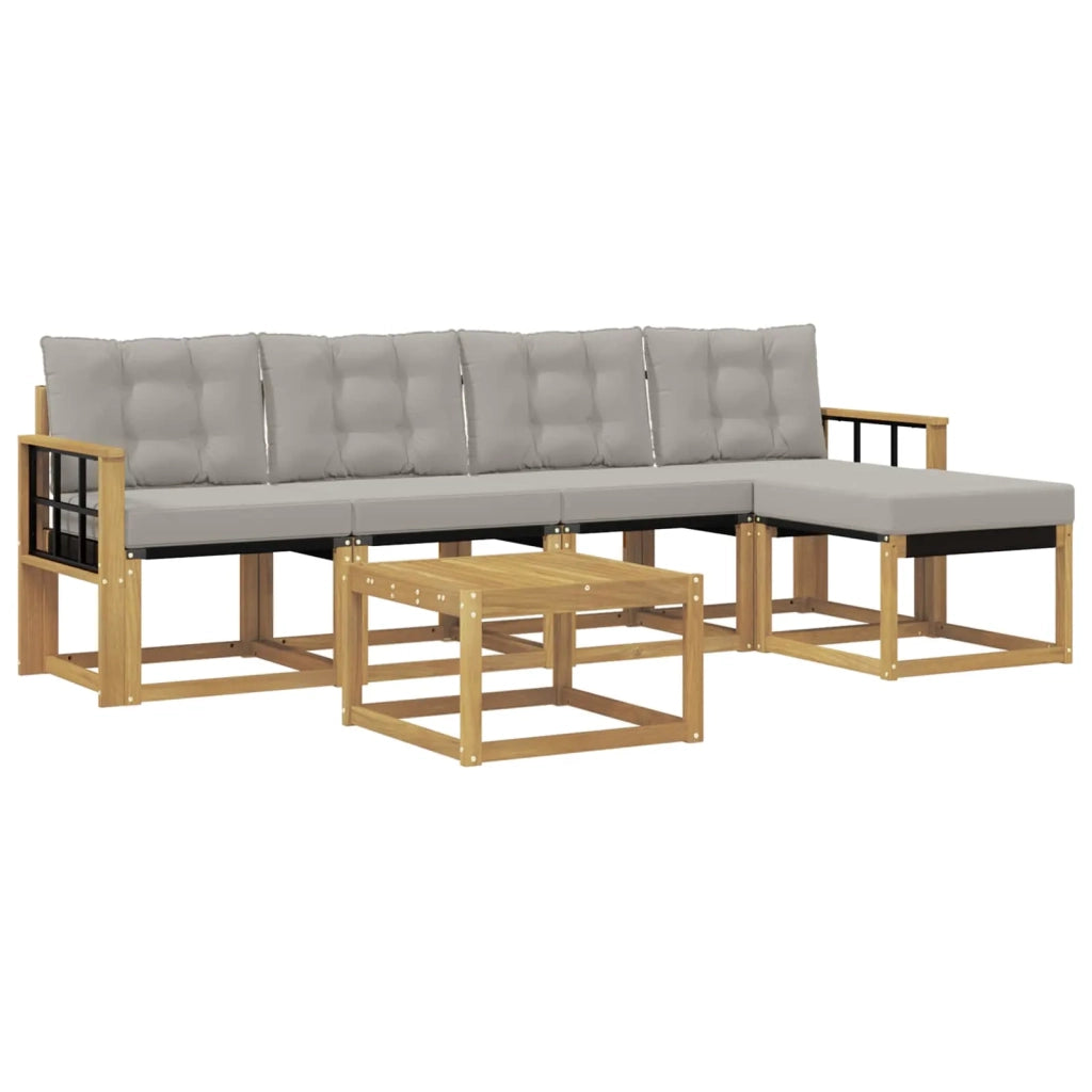 Set di divani da esterno 6 pz Bianco e Grigio Chiaro 3389409