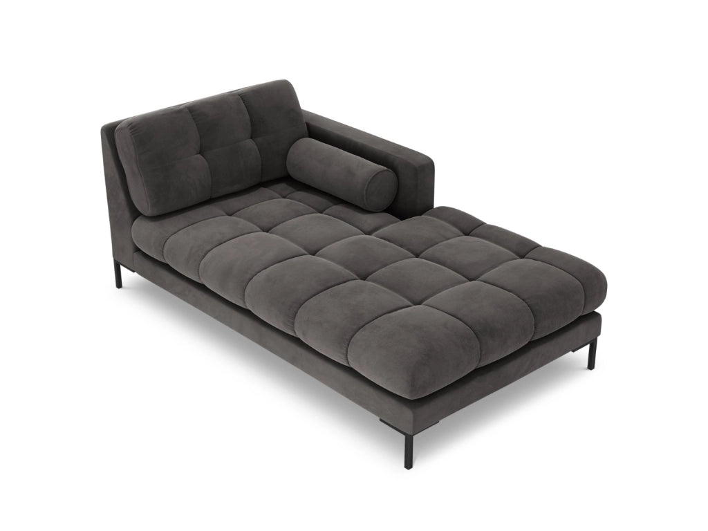 Cosmopolitan Design - Chaise longue destra "Bali" in velluto grigio scuro 