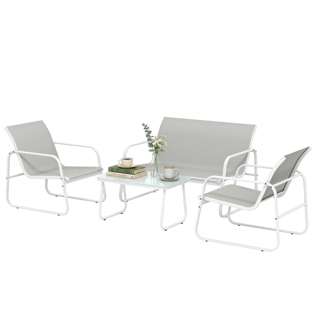 Set divano giardino 4 pezzi ¨C zephmum ¨C tessuto textilene grigio chiaro