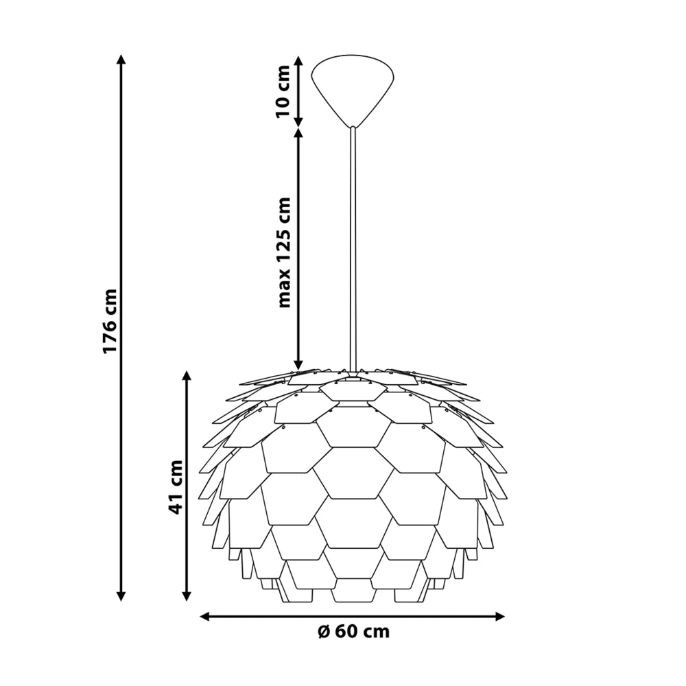 Lampadario Lampada a Sospensione con paralume a forma di globo a forma di pigna in plastica dorata