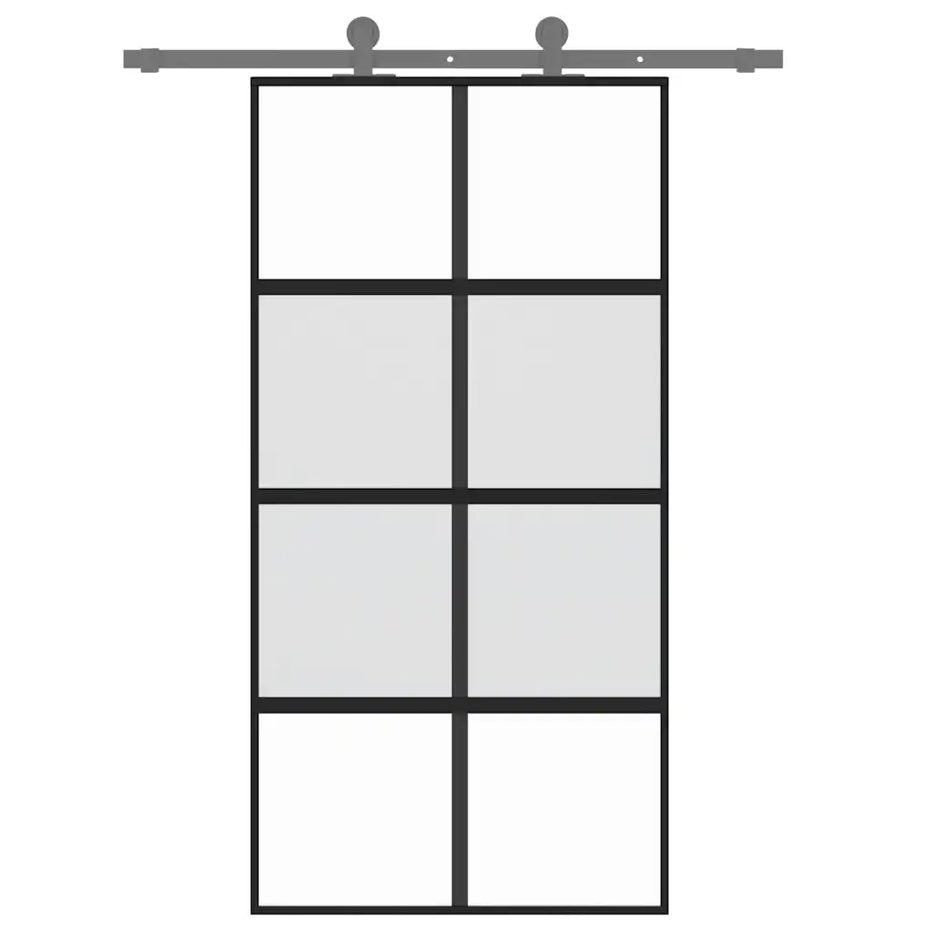 Porta Scorrevole Nera 102,5x205 cm Vetro Temperato e Alluminiocod mxl 83820
