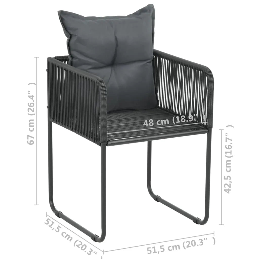 Sedie da Esterni 4 pz con Cuscini in Polyrattan Nere cod mxl 7506