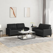 Set di Divani 2 pz con Cuscini Nero in Similpellecod mxl 83119
