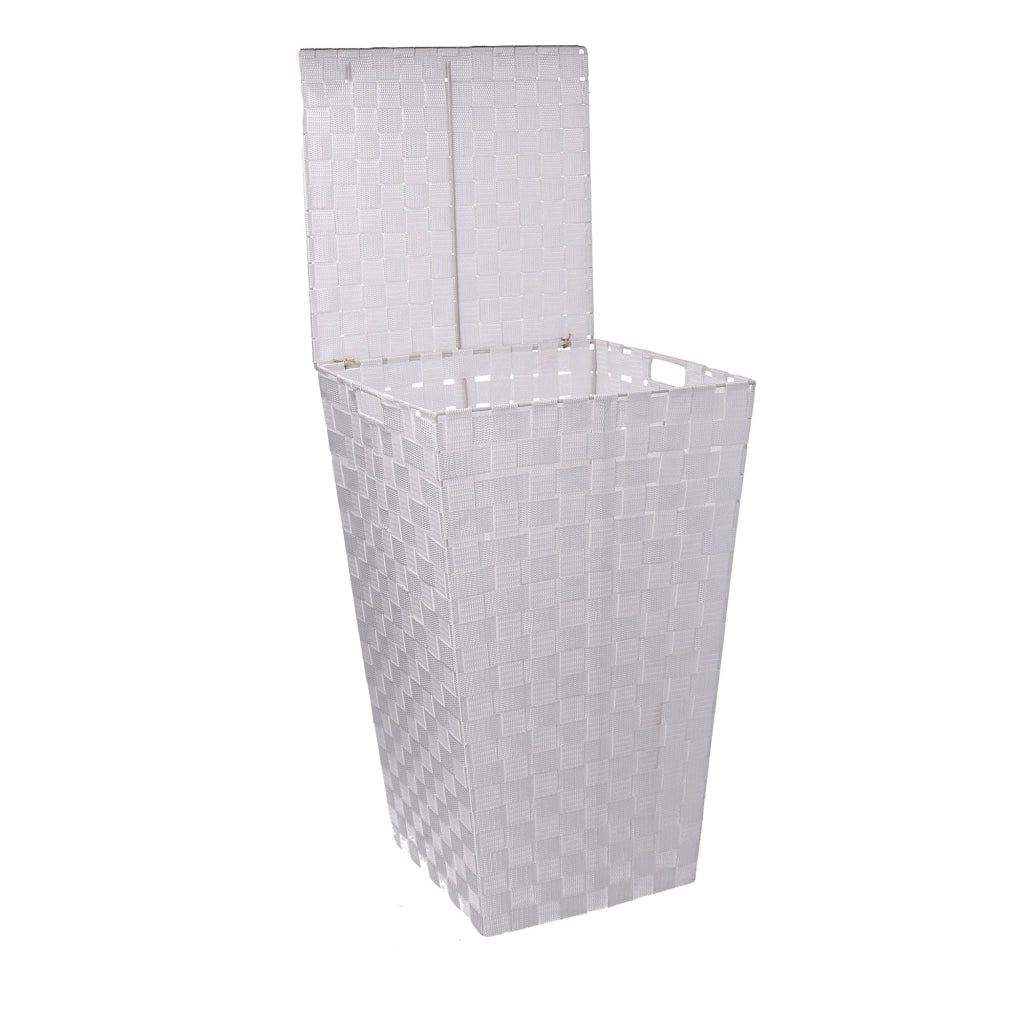 Cesta Portabiancheria Quadro 33x33xh53 cm in Poliestere Bianco