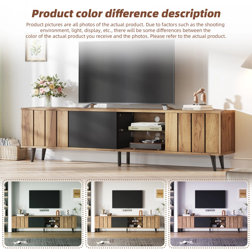 Mobile TV con 3 ante e 3 vani; per soggiorno; in truciolare e vetro temperato; 175×31.5×45 cm