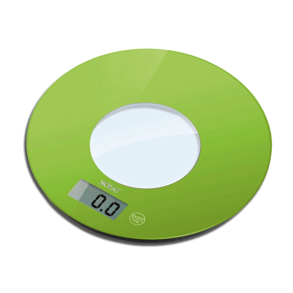 Bilancia da cucina digitale con display LCD, capacità 5kg graduazione 1g, corpo vetro colorato verde - SOGO