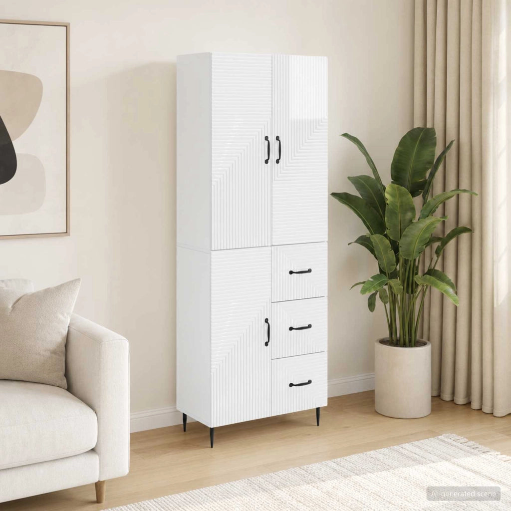 Set di armadi 2 pz Bianco Lucido Legno ingegnerizzato 3416659