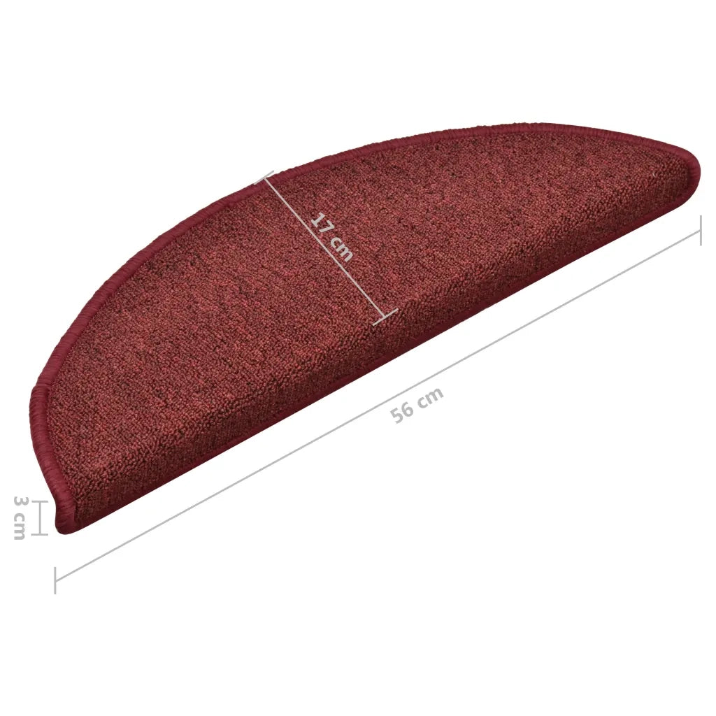 Tappetini per scale 15 pz 56x17x3 cm Bordeaux semicircolari 322372