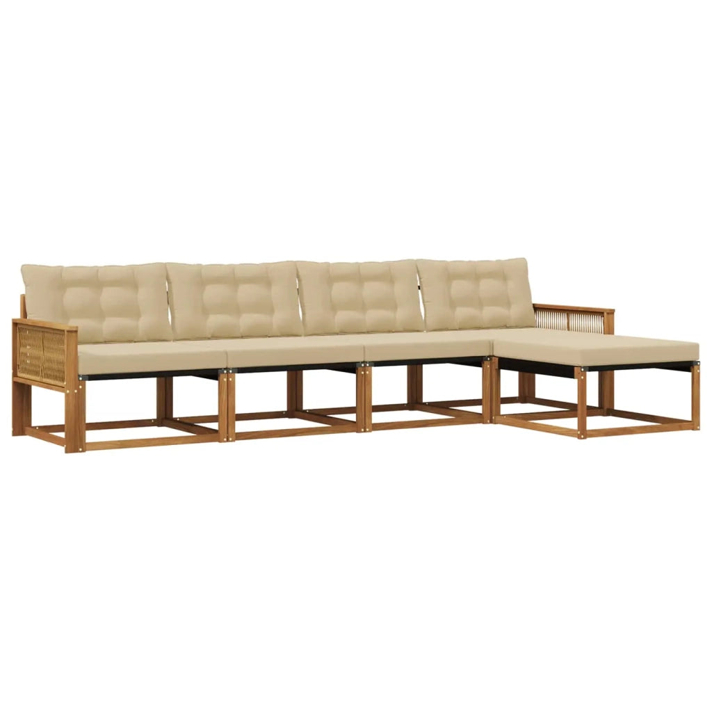 Set di divani da esterno con cuscino 5 pcs Naturale e Beige