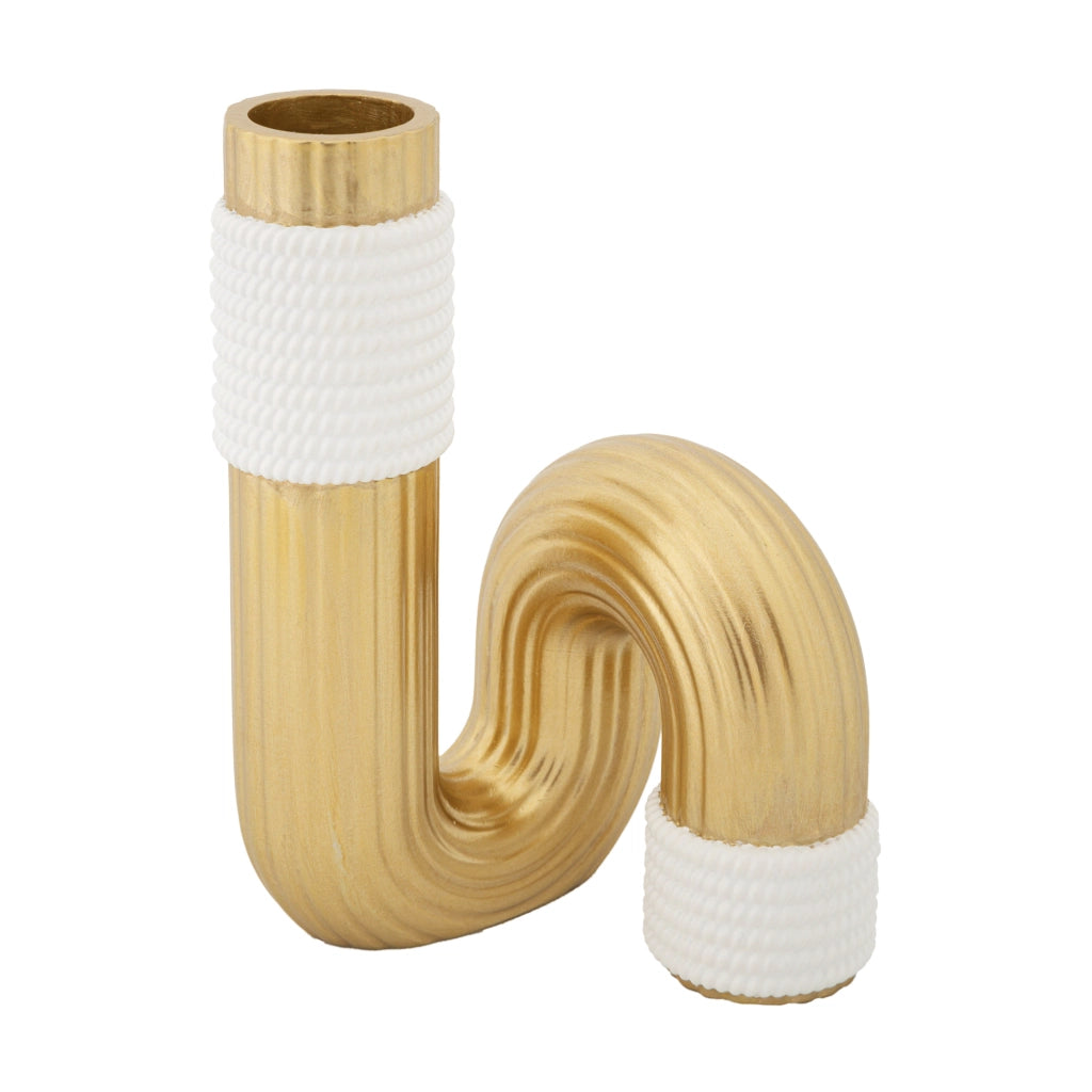Teren, Vaso Colore Struttura Bianco, oro
