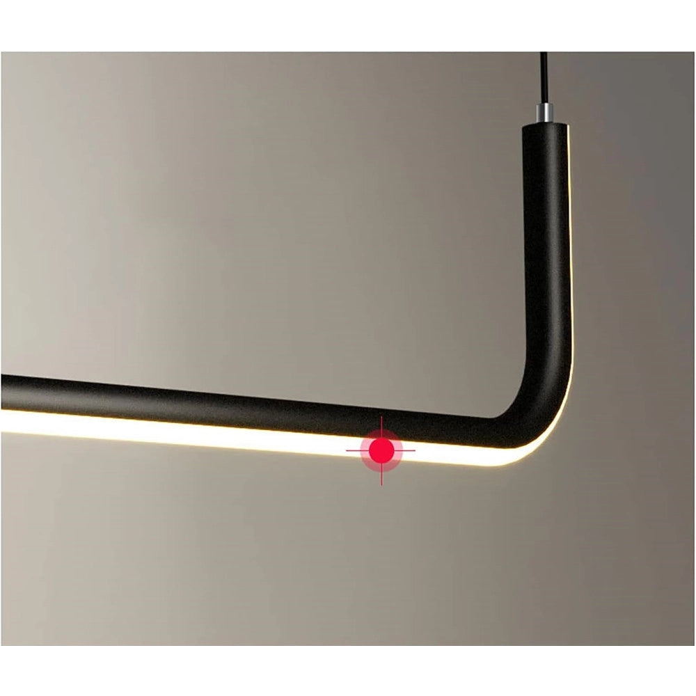 Trade Shop - Lampadario Sospensione 42w Lineare Orizzontale Minimal Moderno Nero Luce Led 50452 -