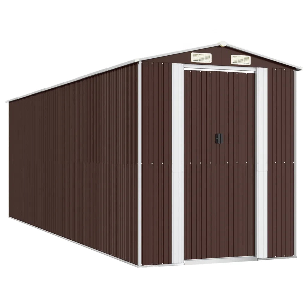 Capanno da Giardino Marrone Scuro 192x606x223cm Acciaio Zincato 3147465