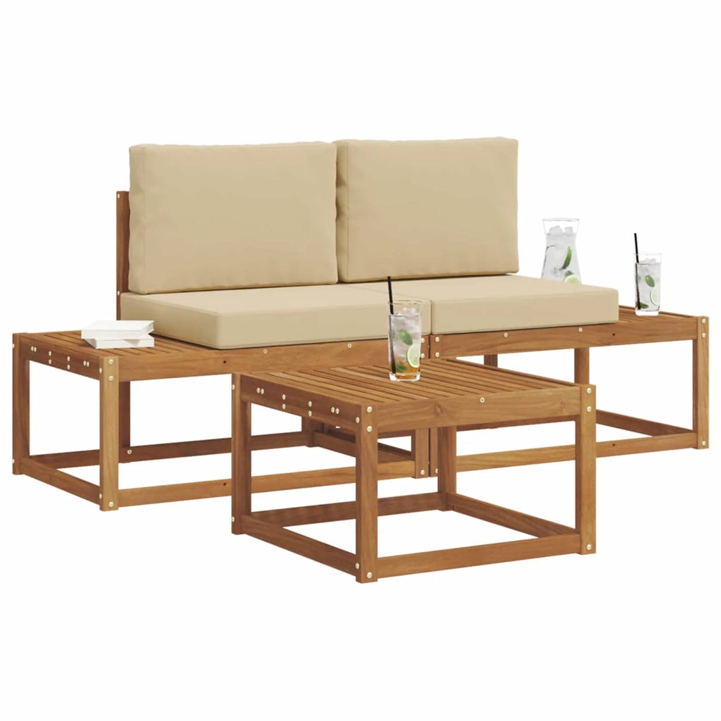 Set di divani da esterno con cuscino 3 pcs Naturale