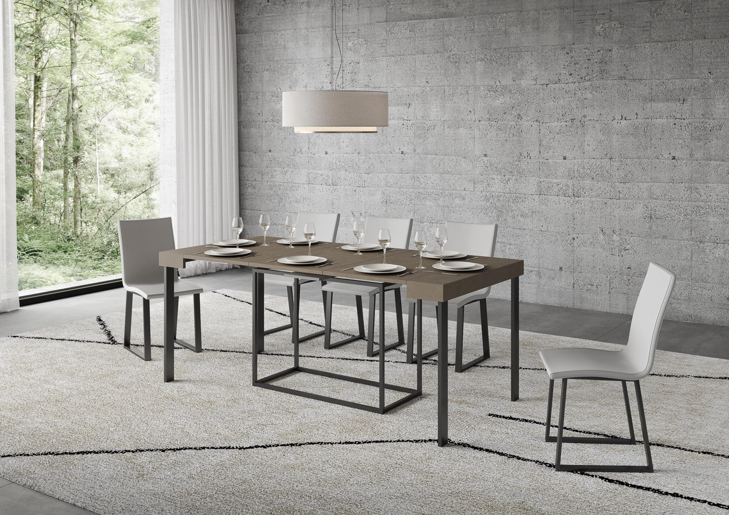 Consolle Allungabile 90-300x40x77 cm Nordica Tortora Telaio Antracite