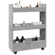 Carrello Stretto a 3 Livelli Grigio Cemento in Truciolato 855253