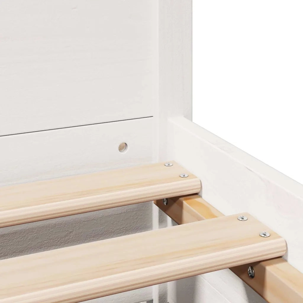 Letto matrimoniale | Letto per adulti | Letto senza Materasso Bianco 135x190 cm Legno Massello di Pino