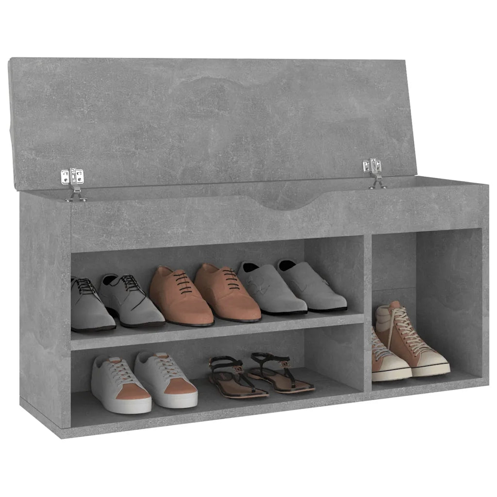 Panca Scarpe | Scarpiera | Mobile per scarpe con Cuscino Grigio Cemento 104x30x49cm Multistrato