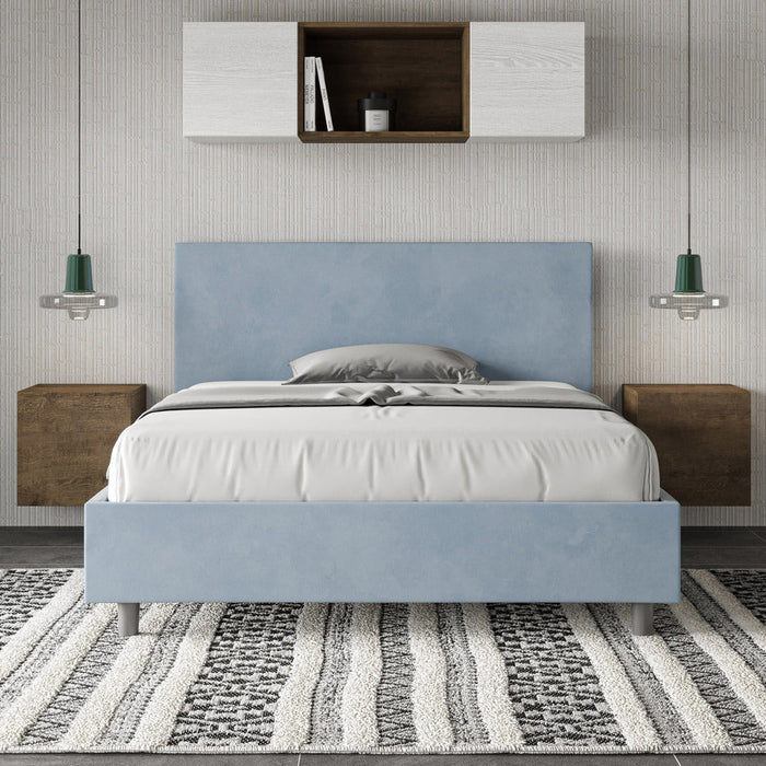 Letto Matrimoniale Francese 140x210 cm con Rete Adele Azzurro