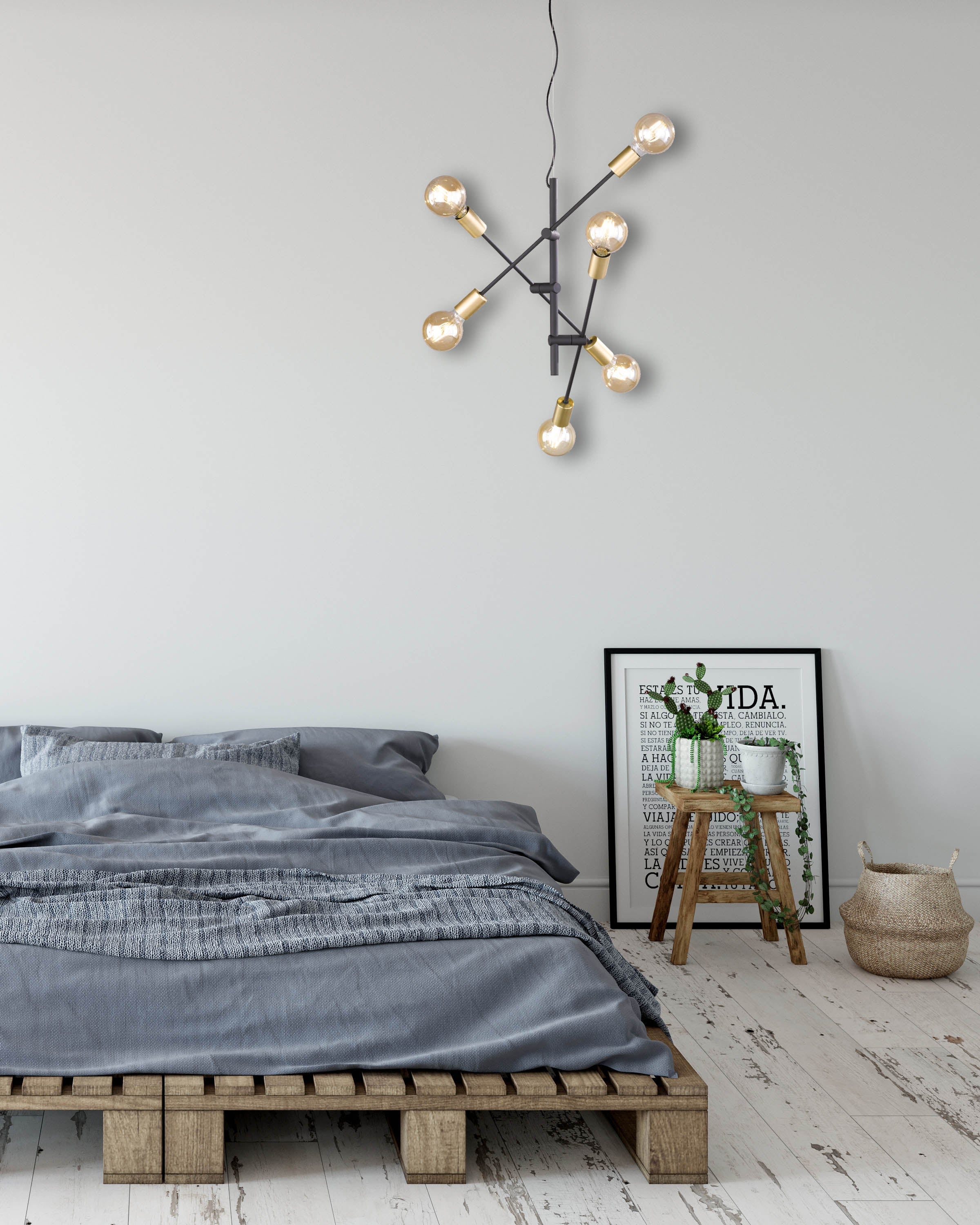 Lampada a Sospensione da Interno  E27 in Metallo Nero Opaco