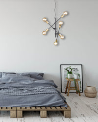 Lampada a Sospensione da Interno  E27 in Metallo Nero Opaco