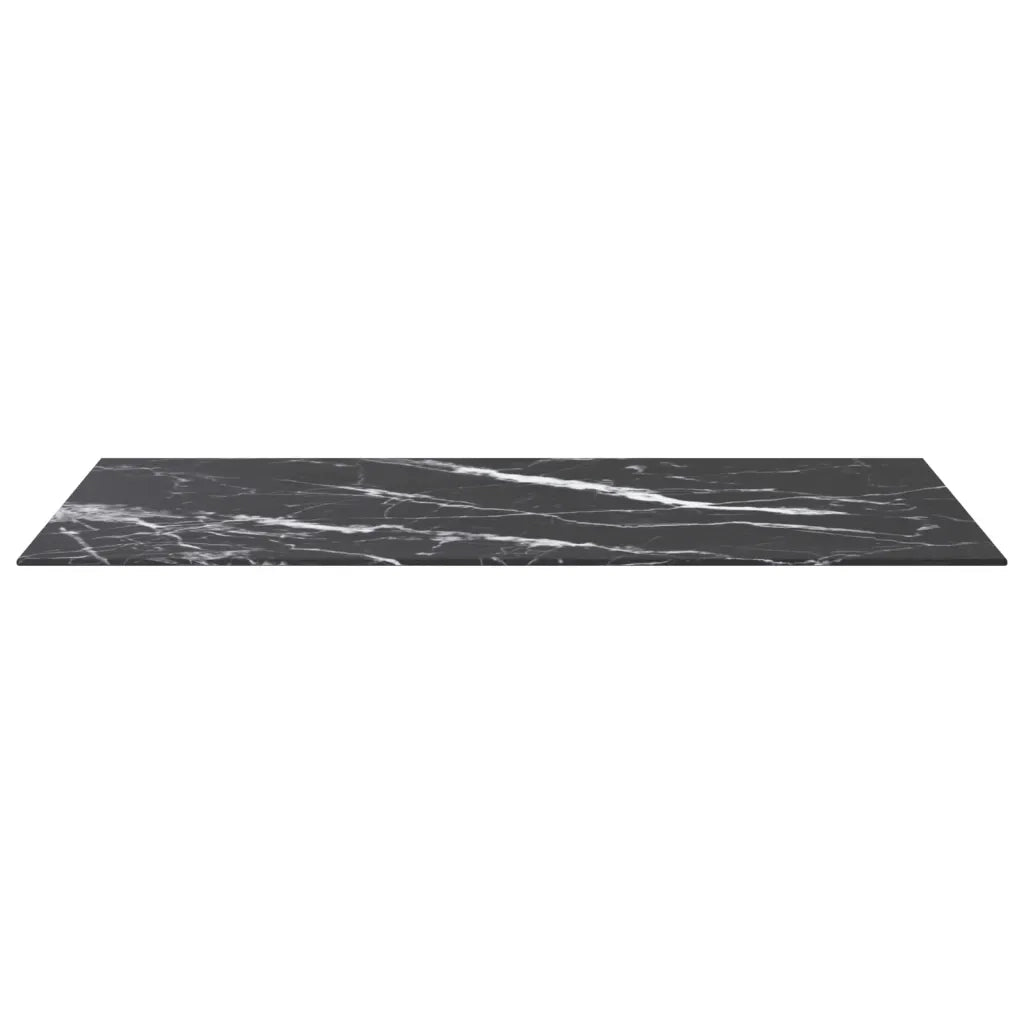 Piano Tavolo Nero 100x50 cm 6mm Vetro Temperato Design Marmo