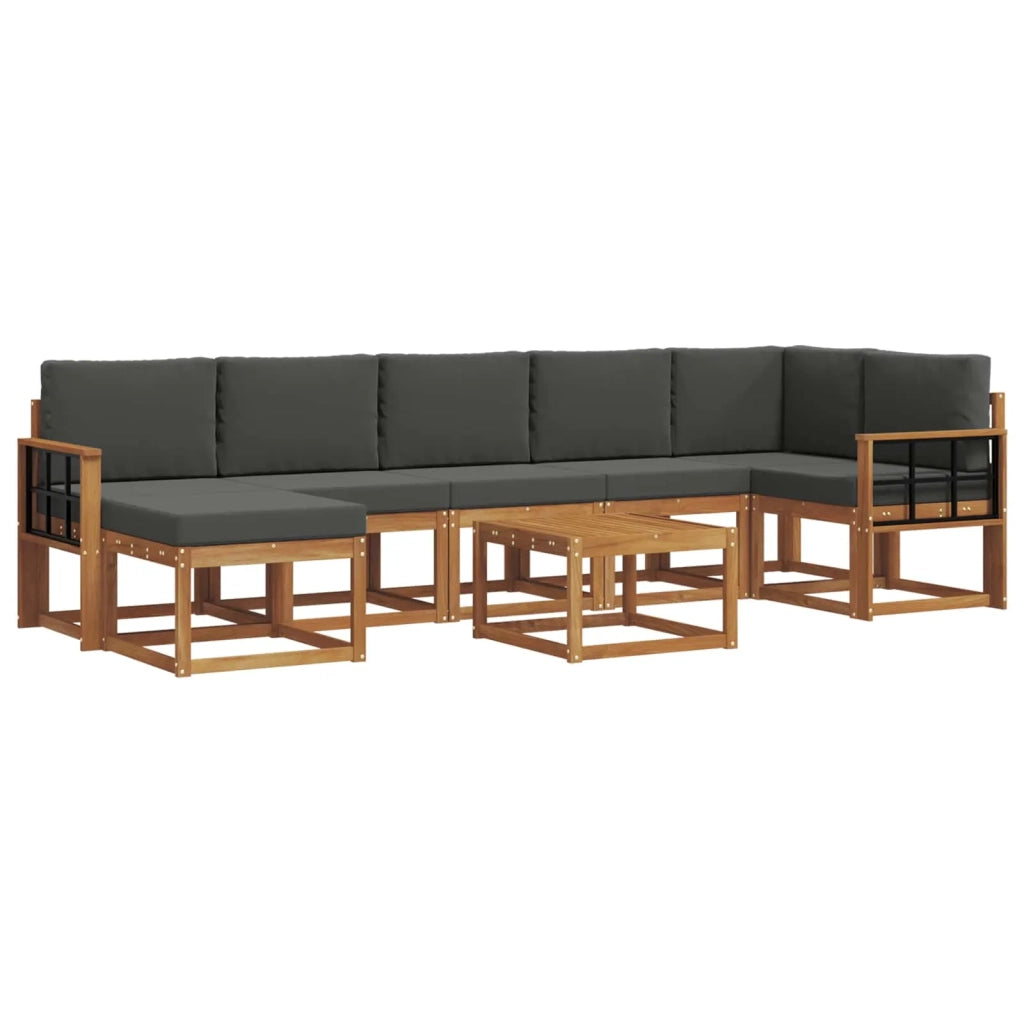 Set di divani da esterno con cuscino 8 pcs Naturale e Antracite