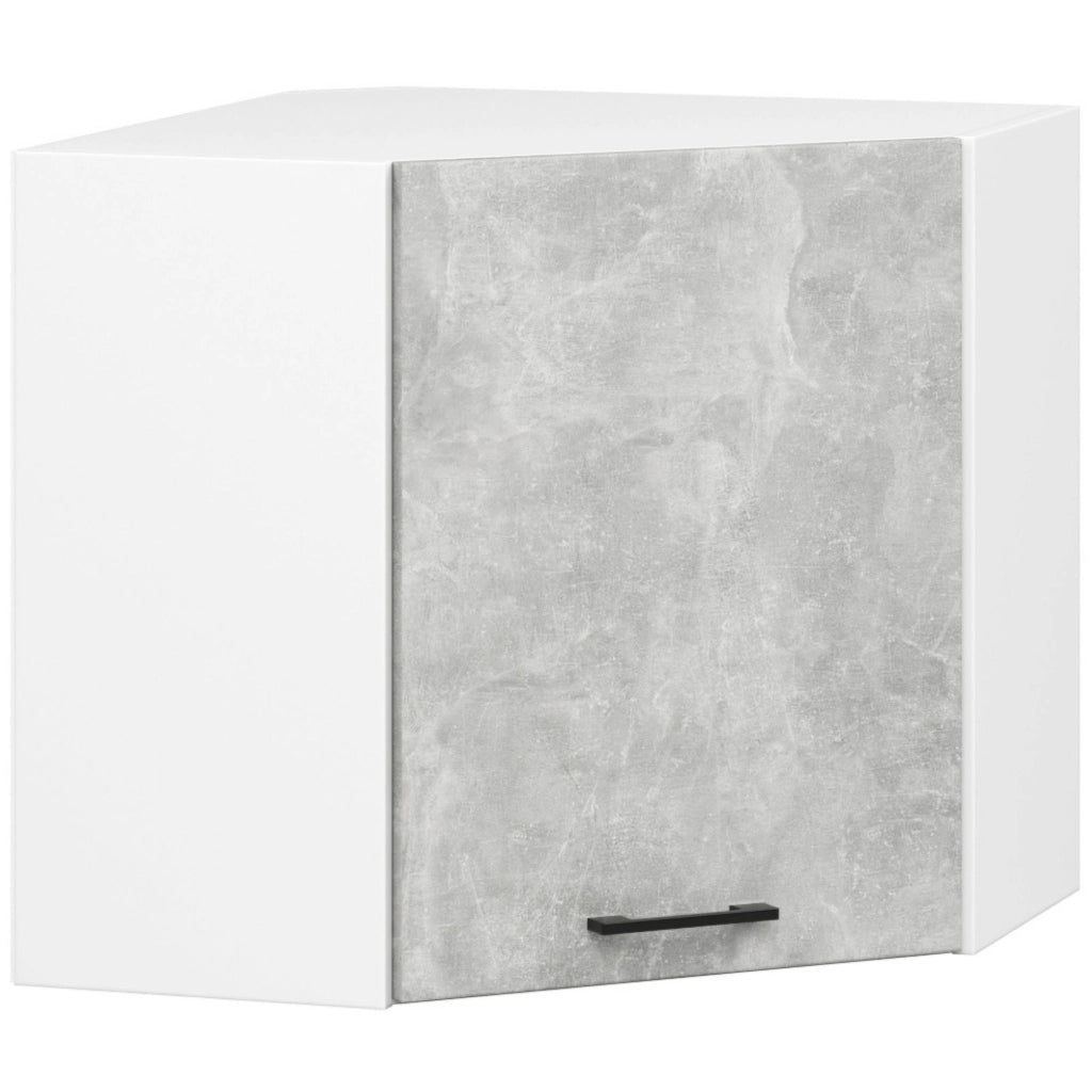 AKORD Set di Mobili da Cucina OLIWIA 300 cm Cemento 300 cm 11 ante 1 cassetto inserto frontale Bianco 300x46x203 cm