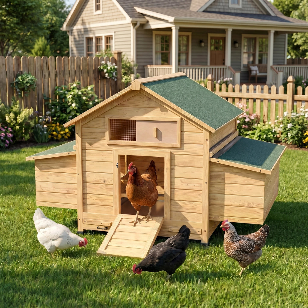 Pollaietto per Giardino in Legno con 2 Nidi ¨C Zephmum ¨C 150x100x96,5 cm Giallo